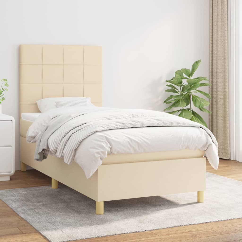 Sommier à lattes de lit avec matelas Crème 80x200 cm Tissu