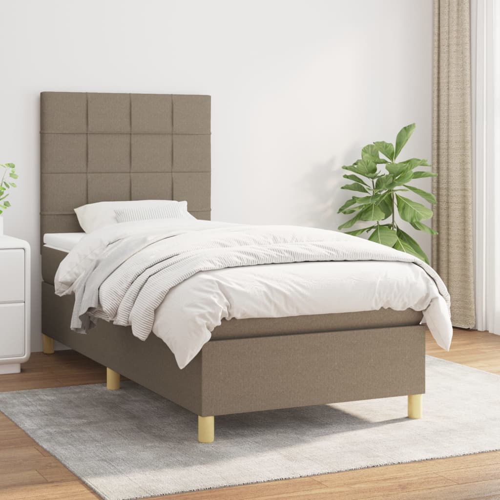 Sommier à lattes de lit avec matelas Taupe 90x190 cm Tissu