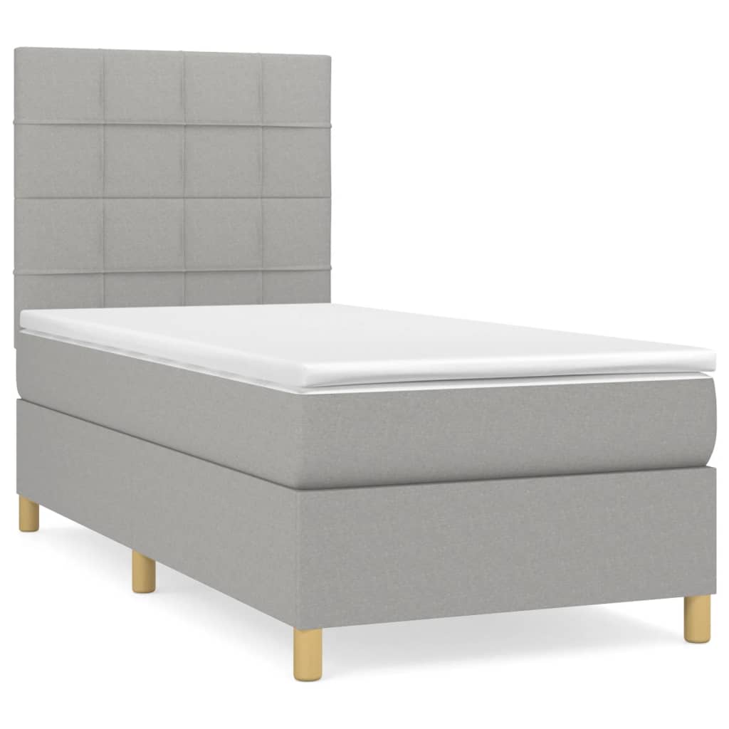 Sommier à lattes de lit avec matelas Gris clair 90x200 cm Tissu