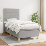 Sommier à lattes de lit avec matelas Gris clair 90x200 cm Tissu