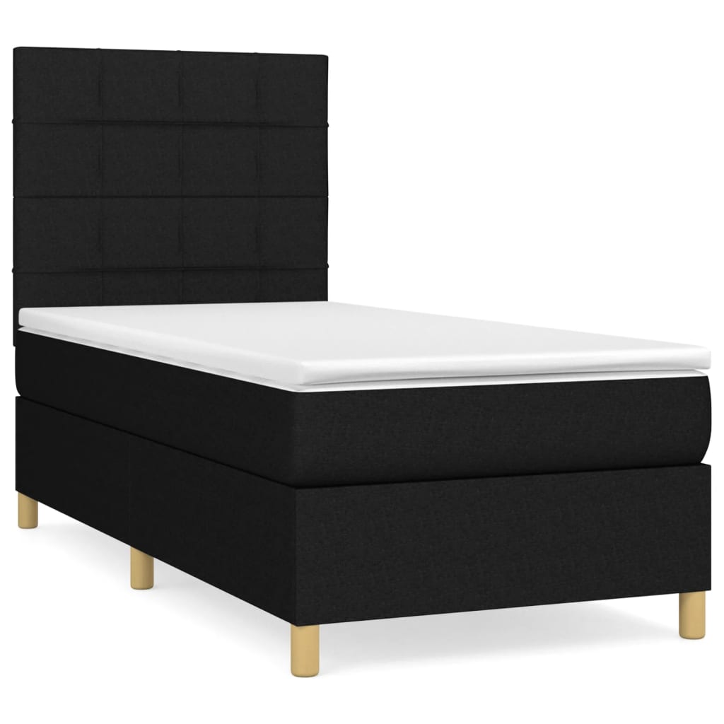 Sommier à lattes de lit avec matelas Noir 90x200 cm Tissu