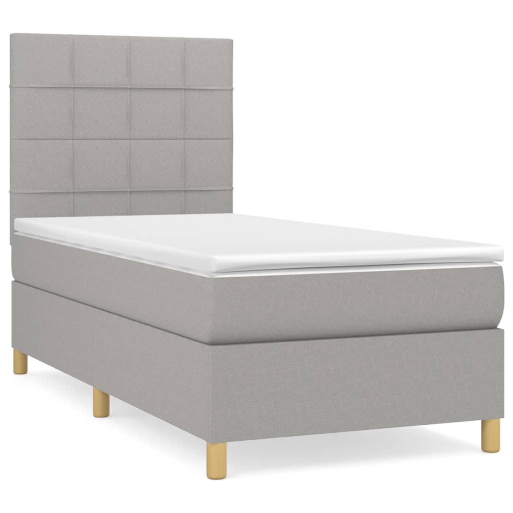 Sommier à lattes de lit avec matelas Gris clair 100x200cm Tissu