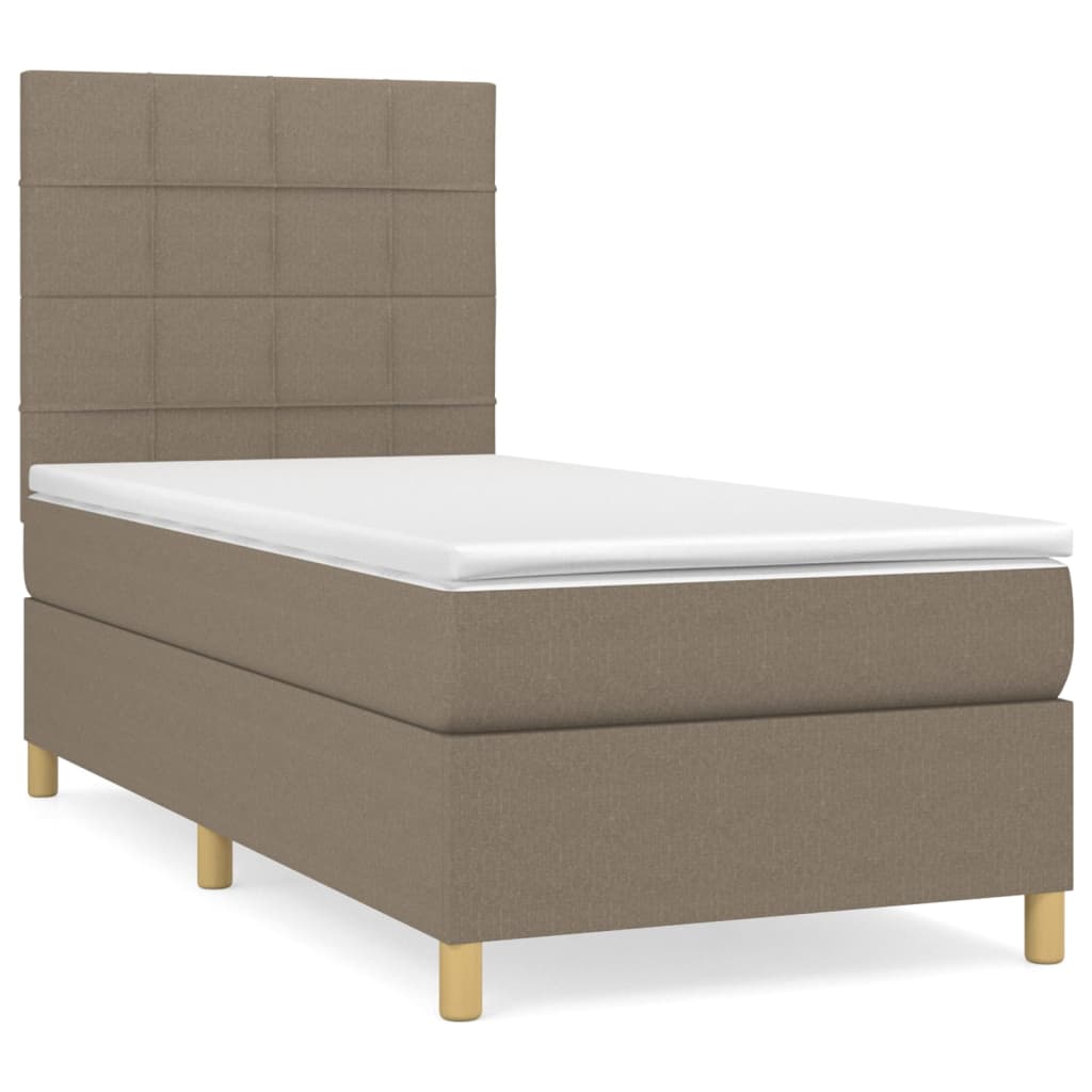 Sommier à lattes de lit avec matelas Taupe 100x200 cm Tissu