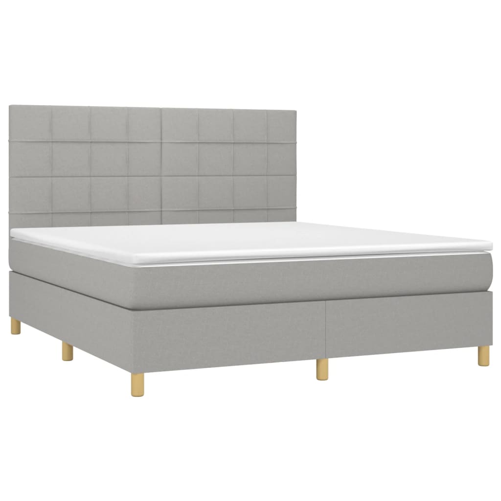 Sommier à lattes de lit avec matelas Gris clair 160x200cm Tissu