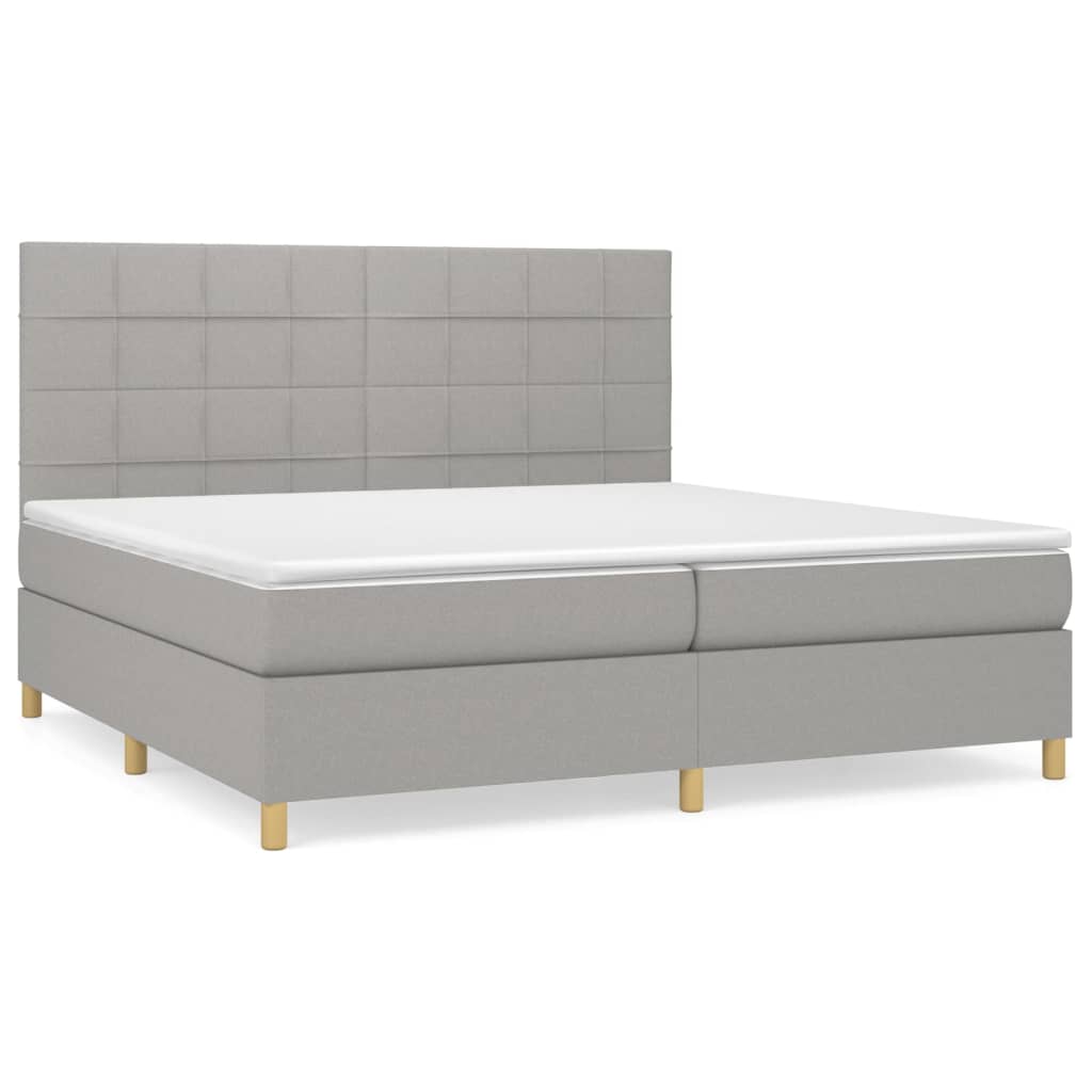 Sommier à lattes de lit avec matelas Gris clair 200x200cm Tissu