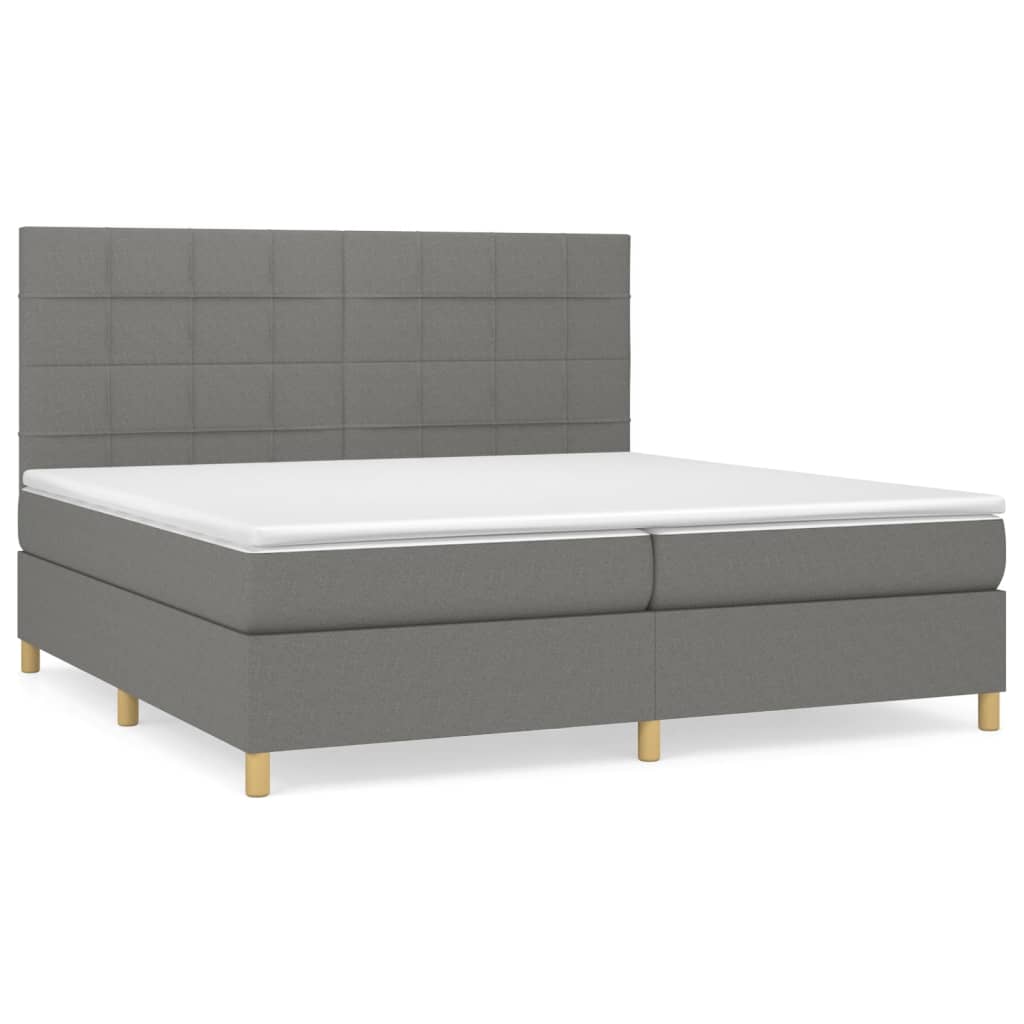 Sommier à lattes de lit avec matelas Gris foncé 200x200cm Tissu