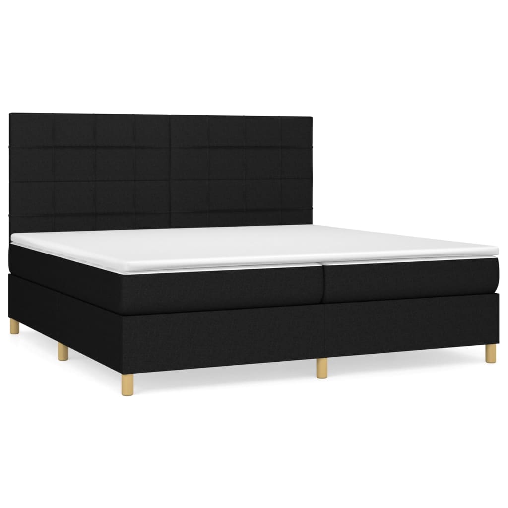 Sommier à lattes de lit avec matelas Noir 200x200 cm Tissu