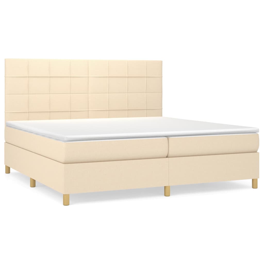 Sommier à lattes de lit avec matelas Crème 200x200 cm Tissu