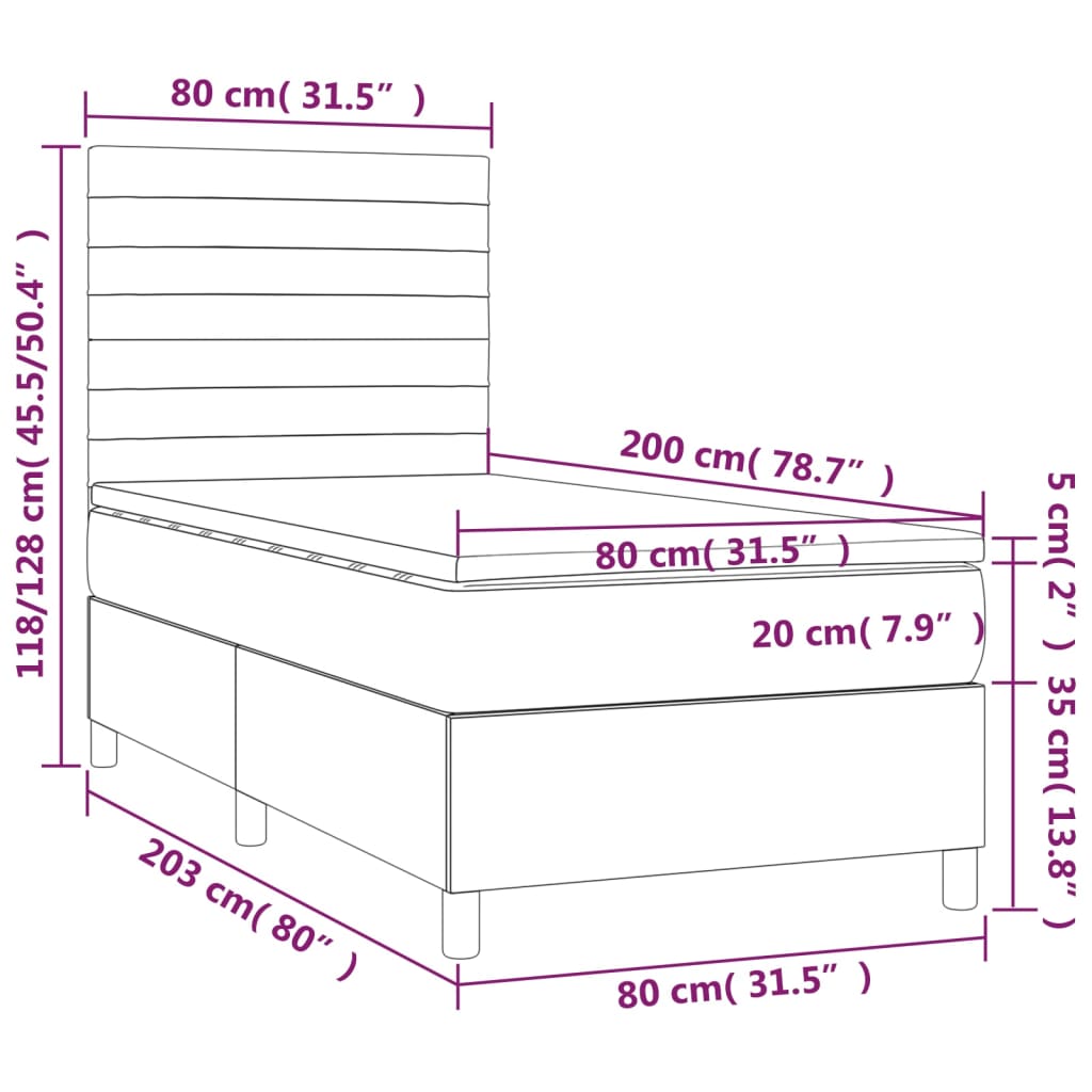 Sommier à lattes de lit avec matelas Marron foncé 80x200 cm