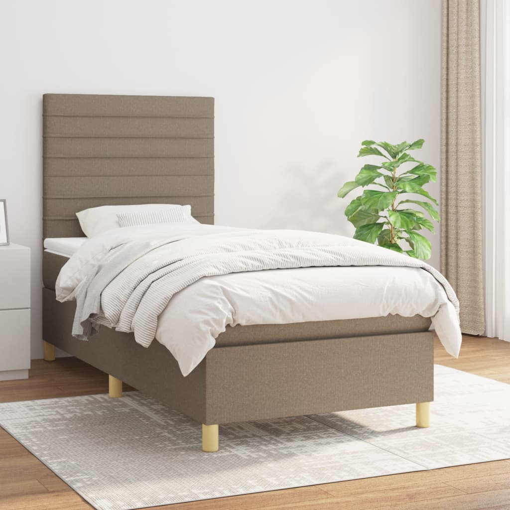 Sommier à lattes de lit avec matelas Taupe 80x200 cm Tissu