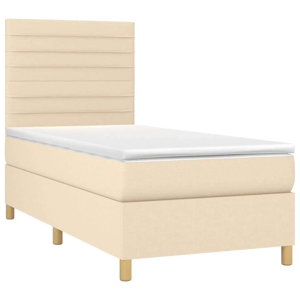 Sommier à lattes de lit avec matelas Crème 80x200 cm Tissu