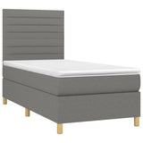 Sommier à lattes de lit avec matelas Gris foncé 90x200 cm Tissu