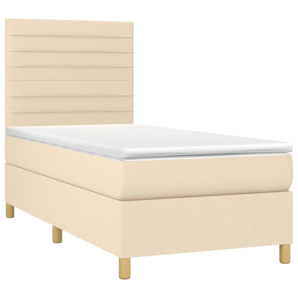 Sommier à lattes de lit avec matelas Crème 90x200 cm Tissu