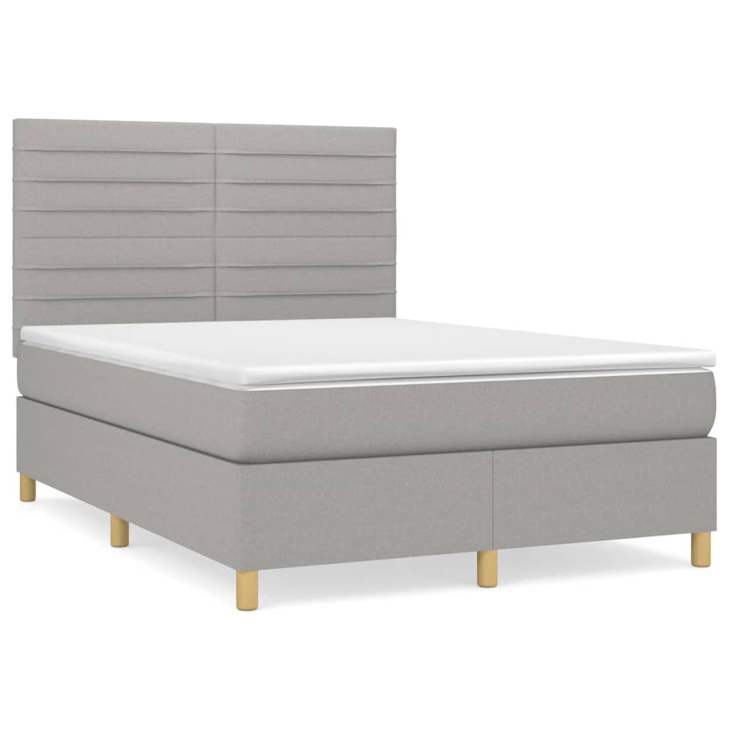 Sommier à lattes de lit avec matelas Gris clair 140x190cm Tissu