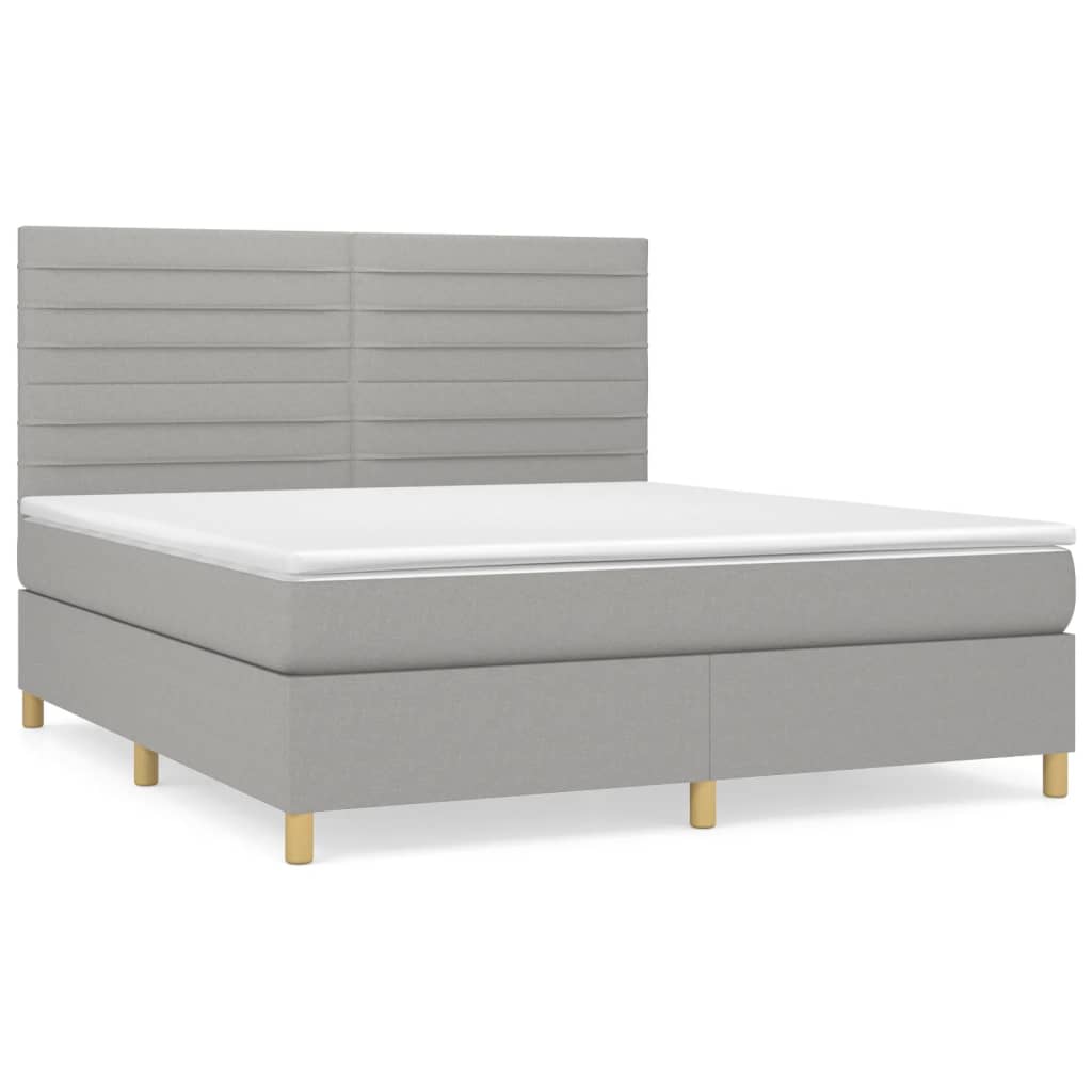 Sommier à lattes de lit avec matelas Gris clair 180x200cm Tissu