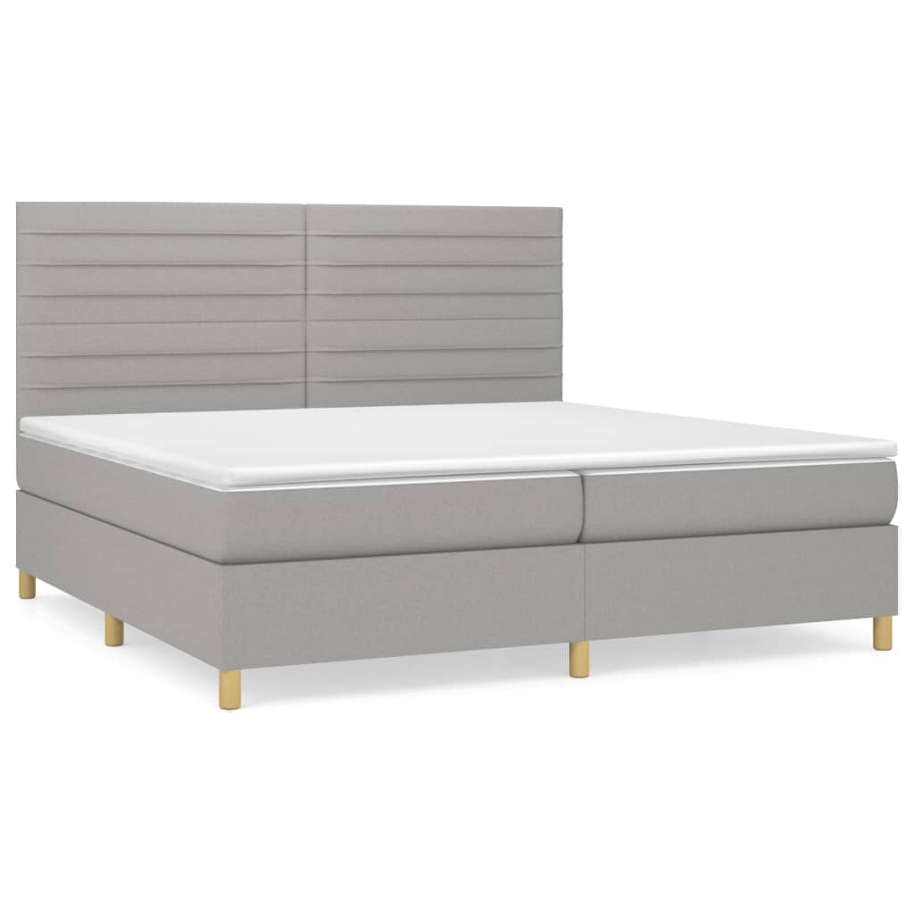 Sommier à lattes de lit avec matelas Gris clair 200x200cm Tissu