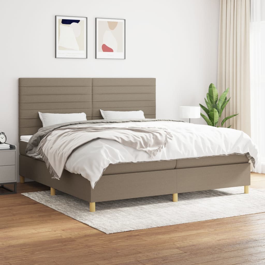 Sommier à lattes de lit avec matelas Taupe 200x200 cm Tissu