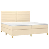 Sommier à lattes de lit avec matelas Crème 200x200 cm Tissu