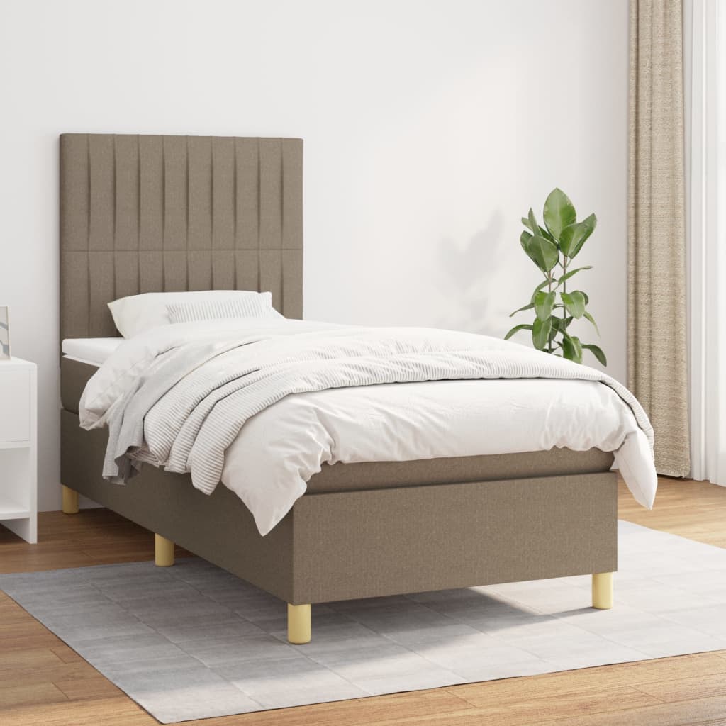 Sommier à lattes de lit avec matelas Taupe 80x200 cm Tissu