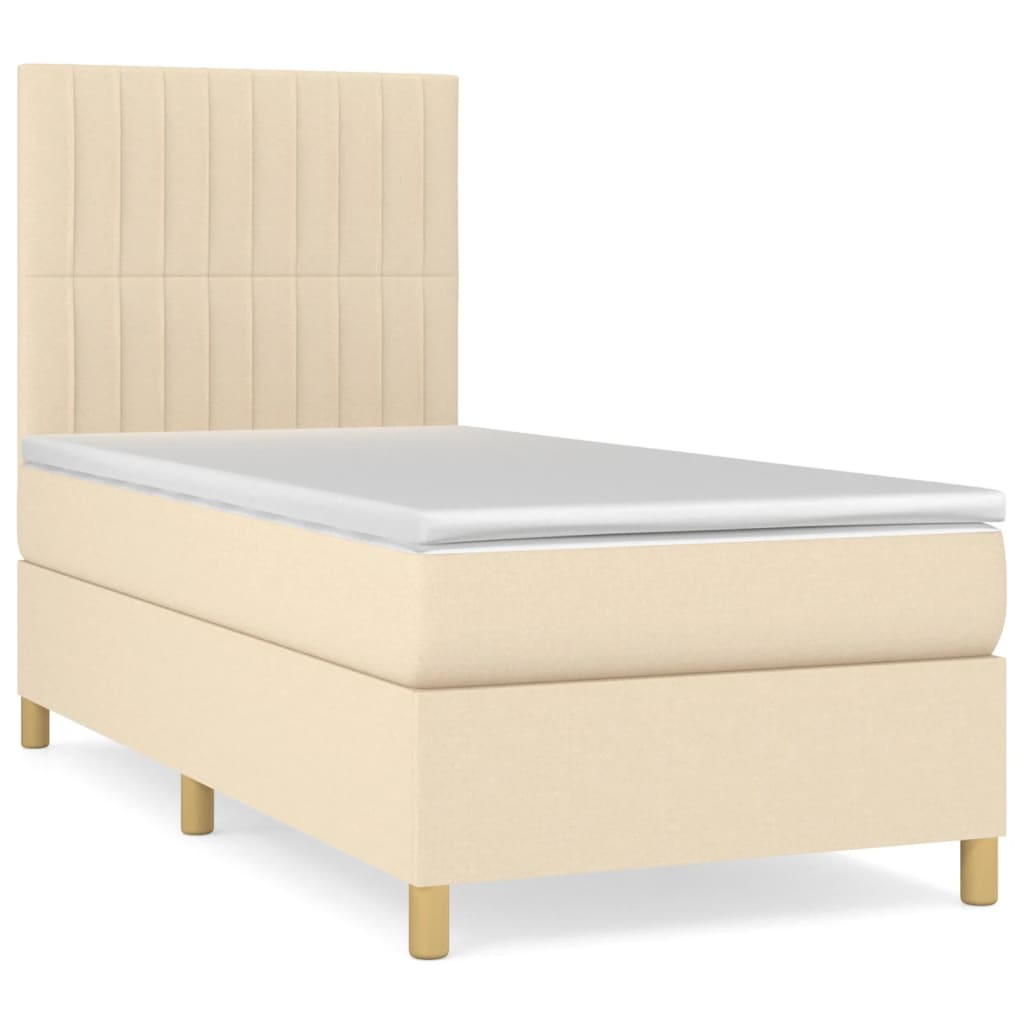 Sommier à lattes de lit avec matelas Crème 80x200 cm Tissu