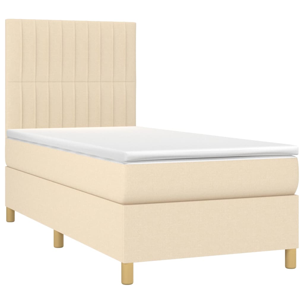 Sommier à lattes de lit avec matelas Crème 80x200 cm Tissu