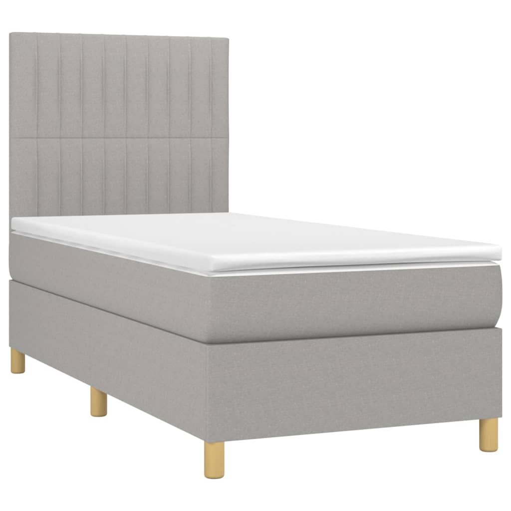 Sommier à lattes de lit avec matelas Gris clair 90x200 cm Tissu