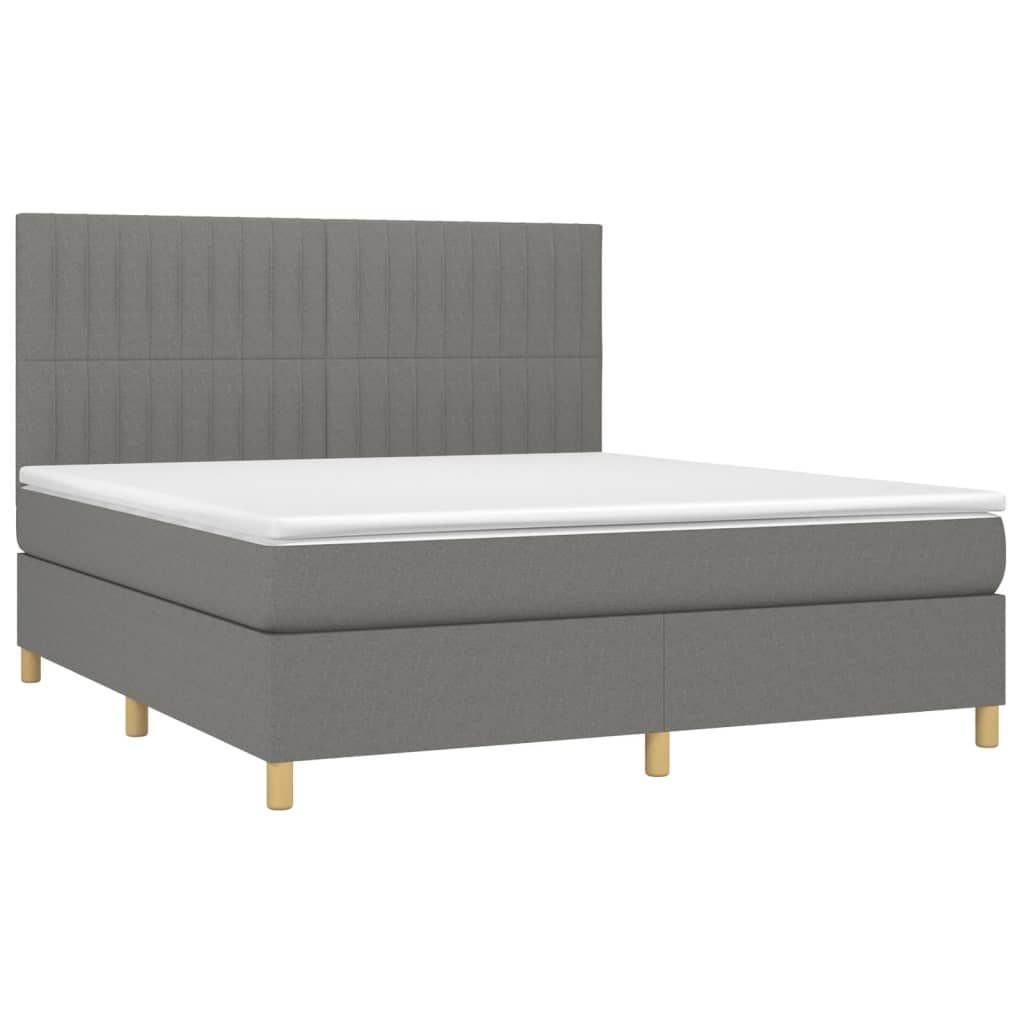 Sommier à lattes de lit avec matelas Gris foncé 160x200cm Tissu