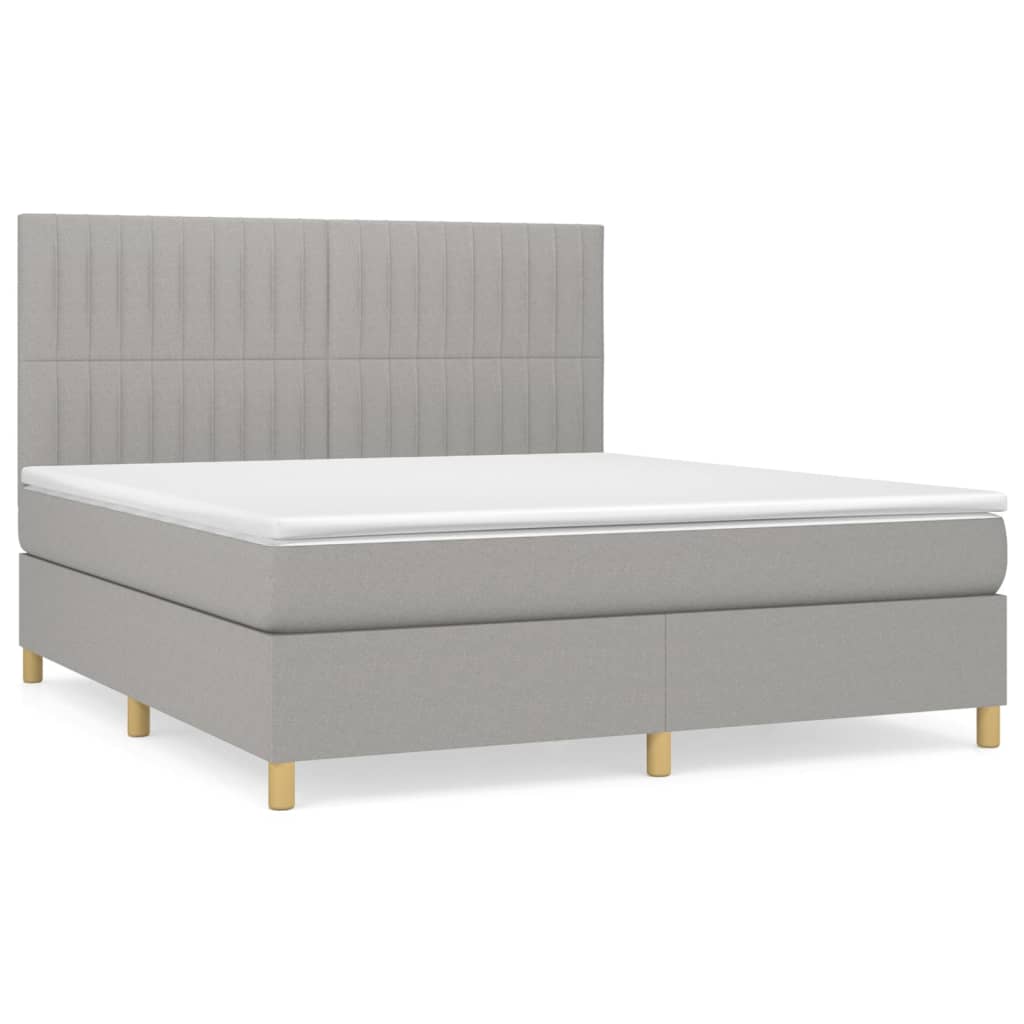 Sommier à lattes de lit avec matelas Gris clair 180x200cm Tissu