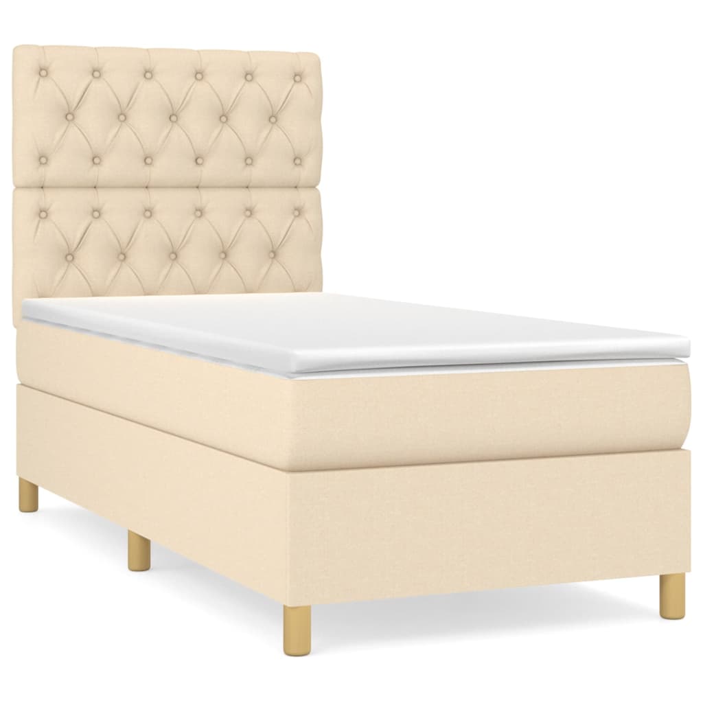 Sommier à lattes de lit avec matelas Crème 80x200 cm Tissu