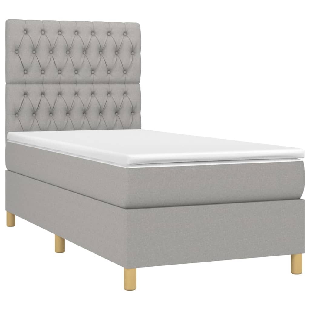 Sommier à lattes de lit avec matelas Gris clair 90x200 cm Tissu