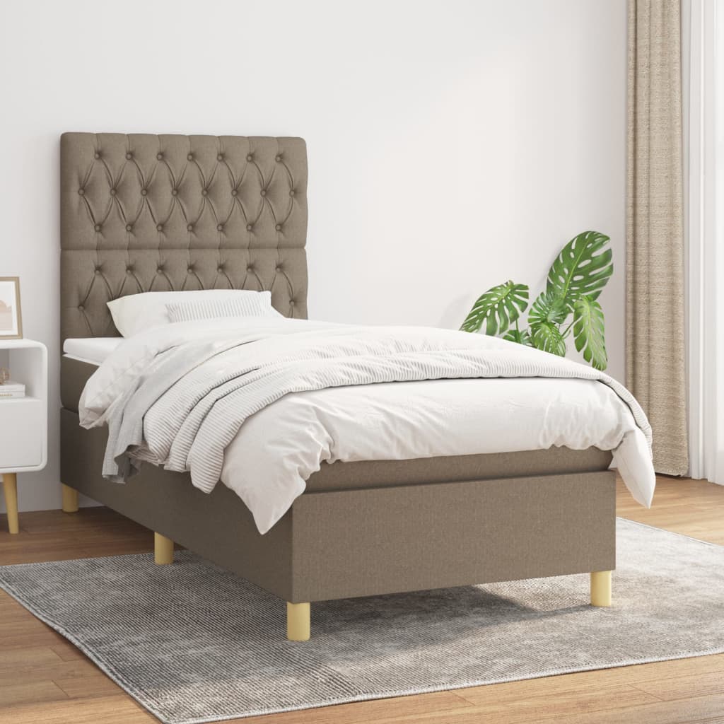 Sommier à lattes de lit avec matelas Taupe 90x200 cm Tissu