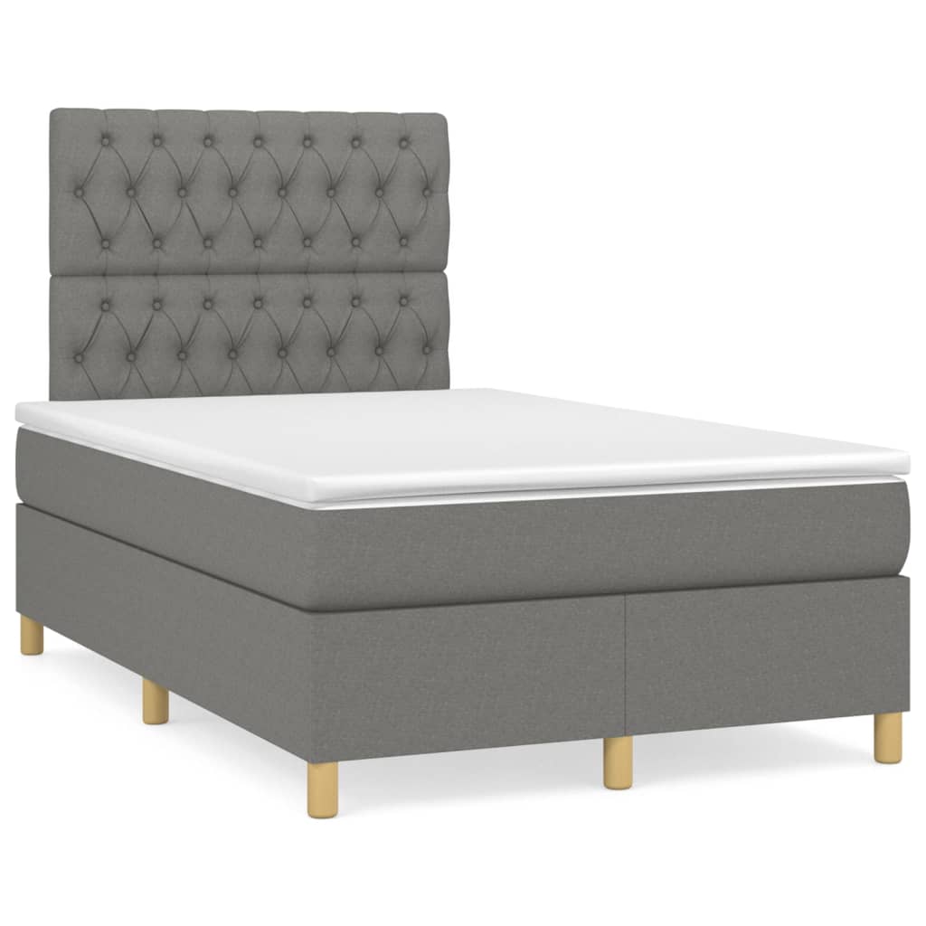 Sommier à lattes de lit avec matelas Gris foncé 120x200cm Tissu