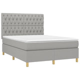 Sommier à lattes de lit avec matelas Gris clair 140x190cm Tissu