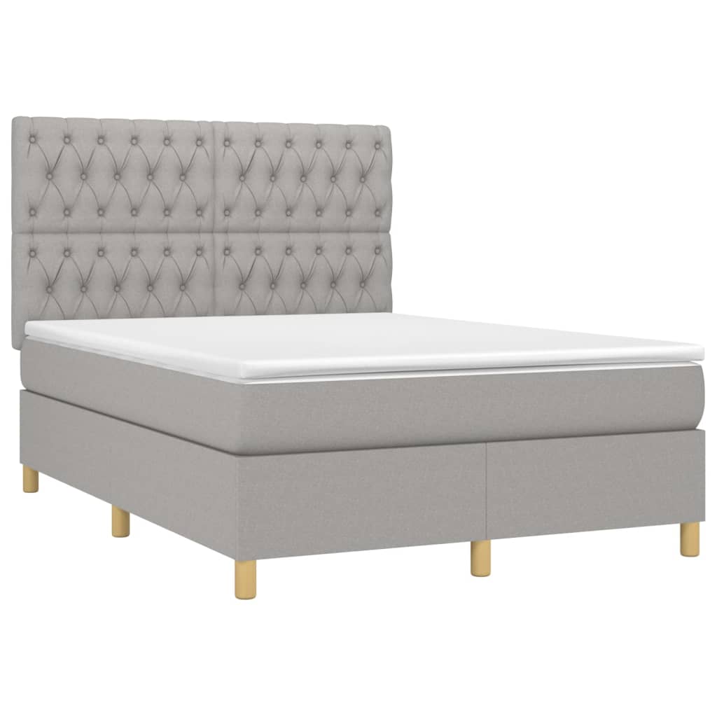 Sommier à lattes de lit avec matelas Gris clair 140x200cm Tissu