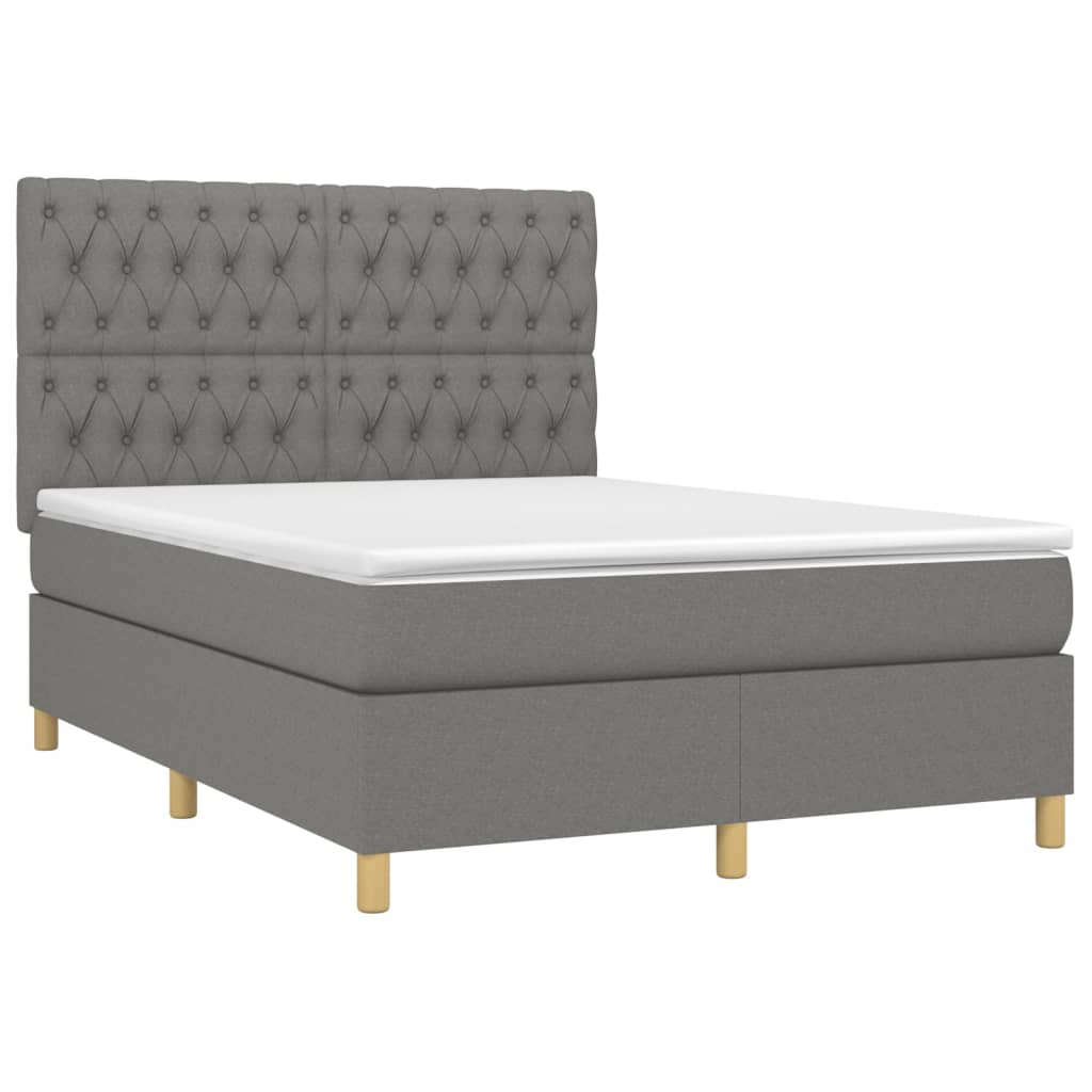 Sommier à lattes de lit avec matelas Gris foncé 140x200cm Tissu