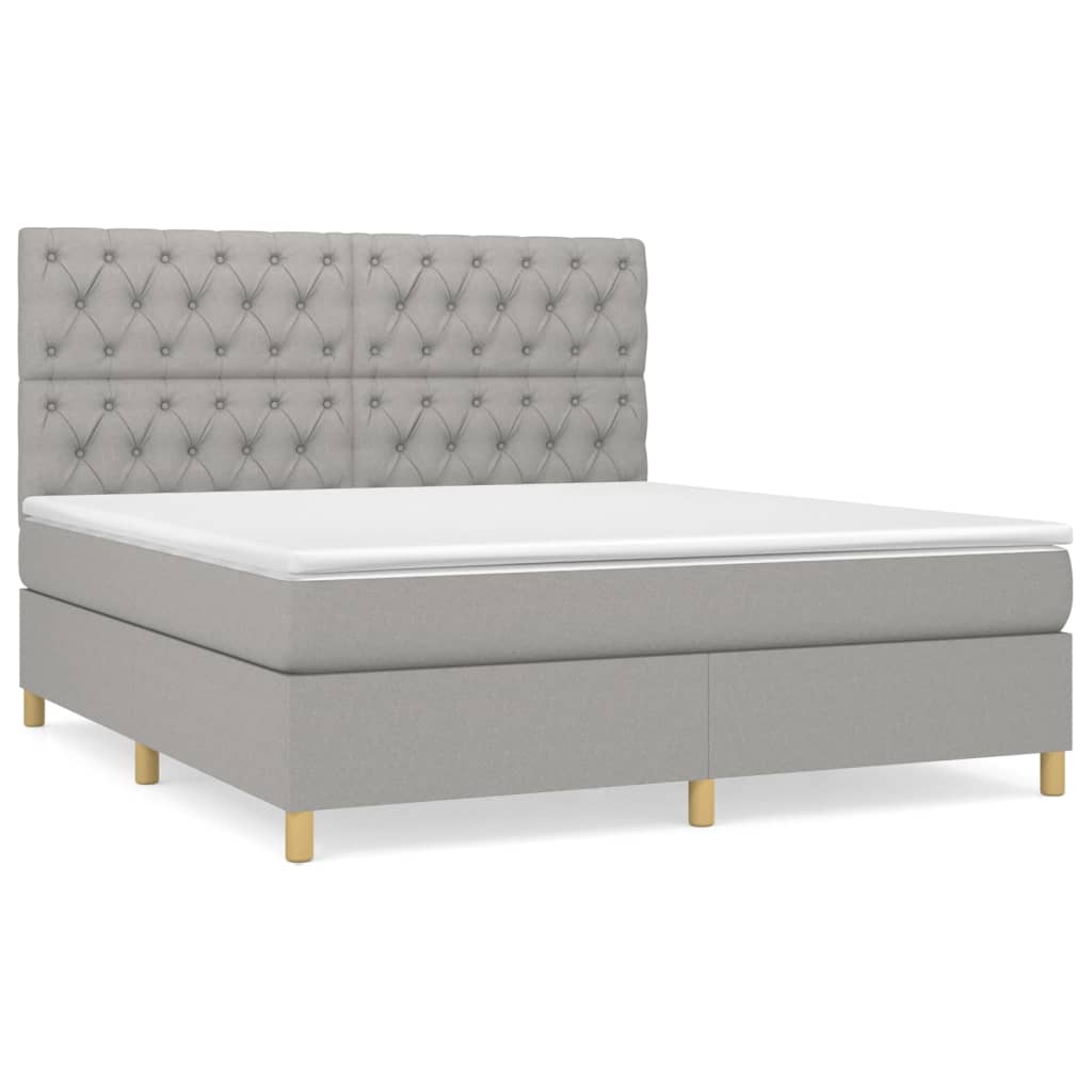 Sommier à lattes de lit avec matelas Gris clair 160x200cm Tissu