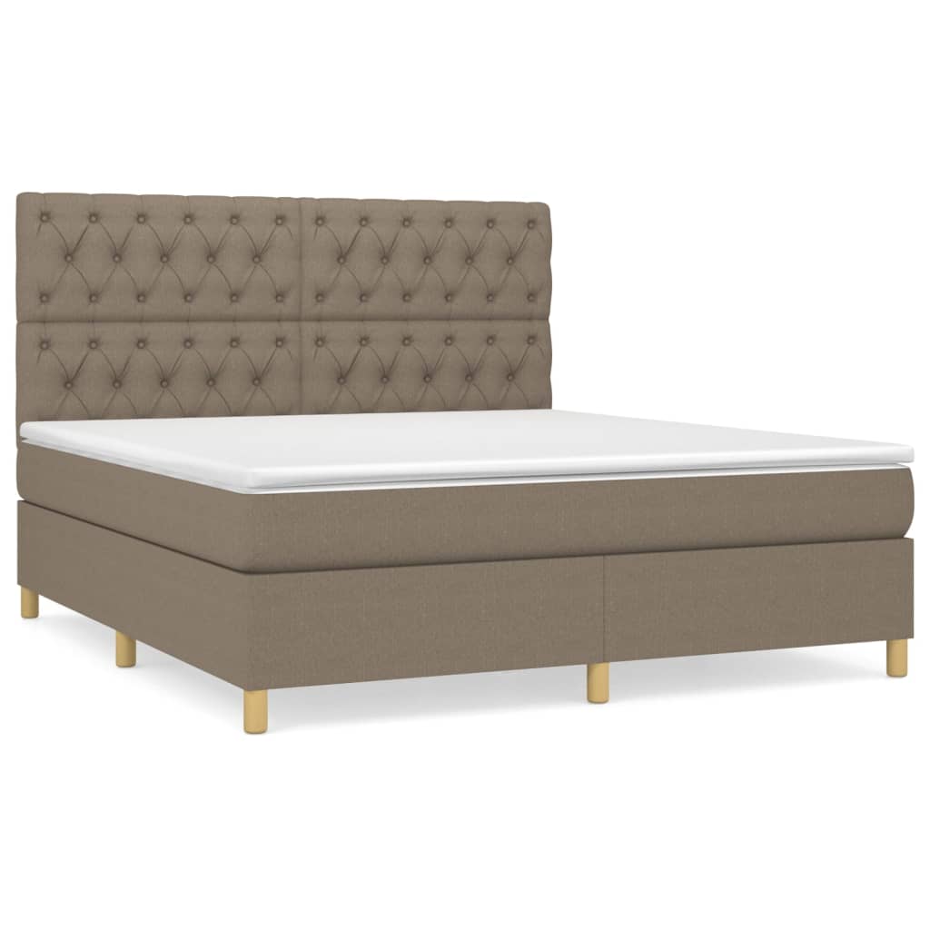 Sommier à lattes de lit avec matelas Taupe 160x200 cm Tissu