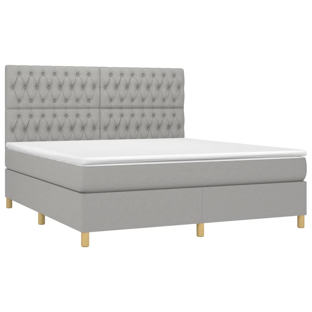 Sommier à lattes de lit avec matelas Gris clair 180x200cm Tissu