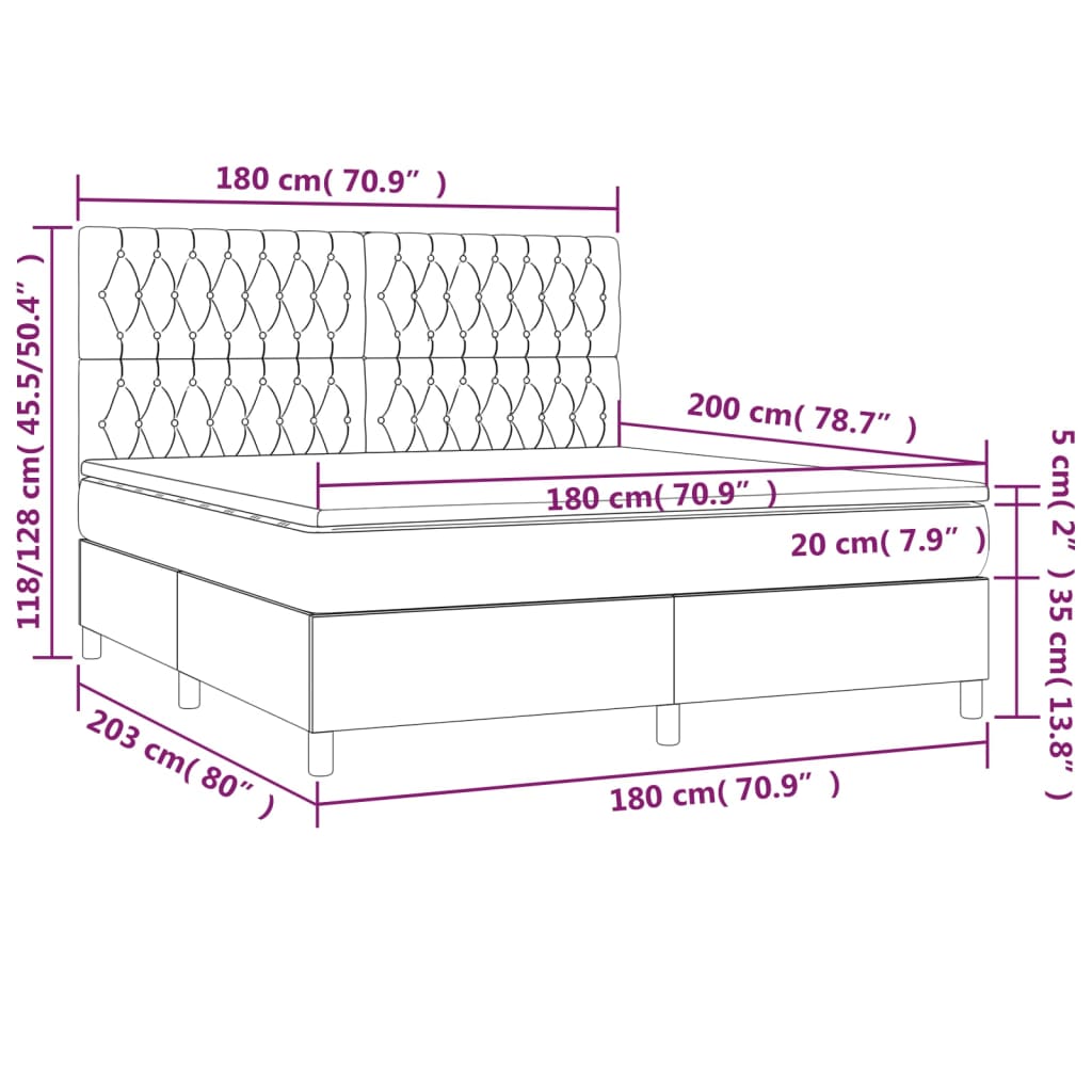 Sommier à lattes de lit avec matelas Gris clair 180x200cm Tissu