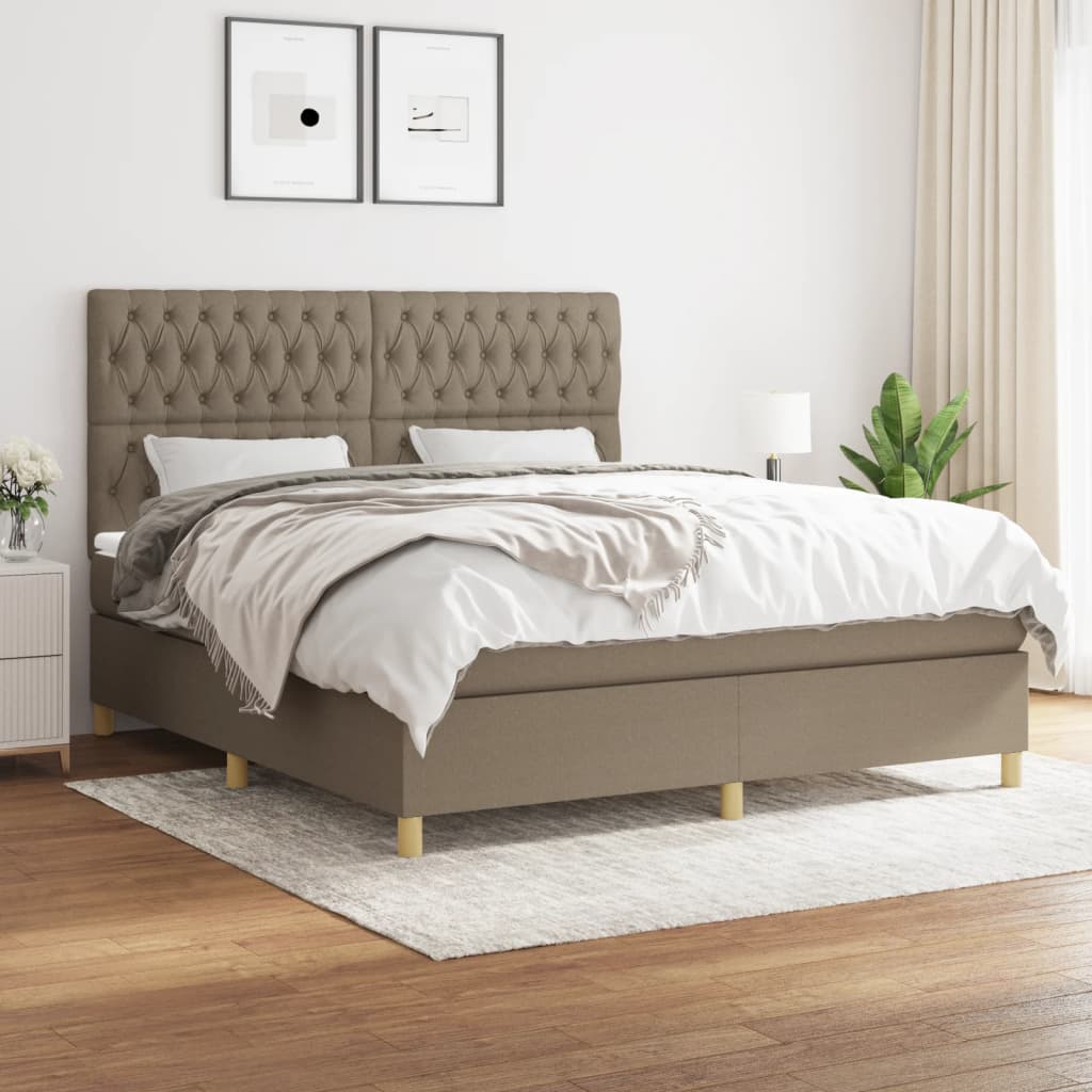 Sommier à lattes de lit avec matelas Taupe 180x200 cm Tissu