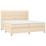 Sommier à lattes de lit avec matelas Crème 200x200 cm Tissu