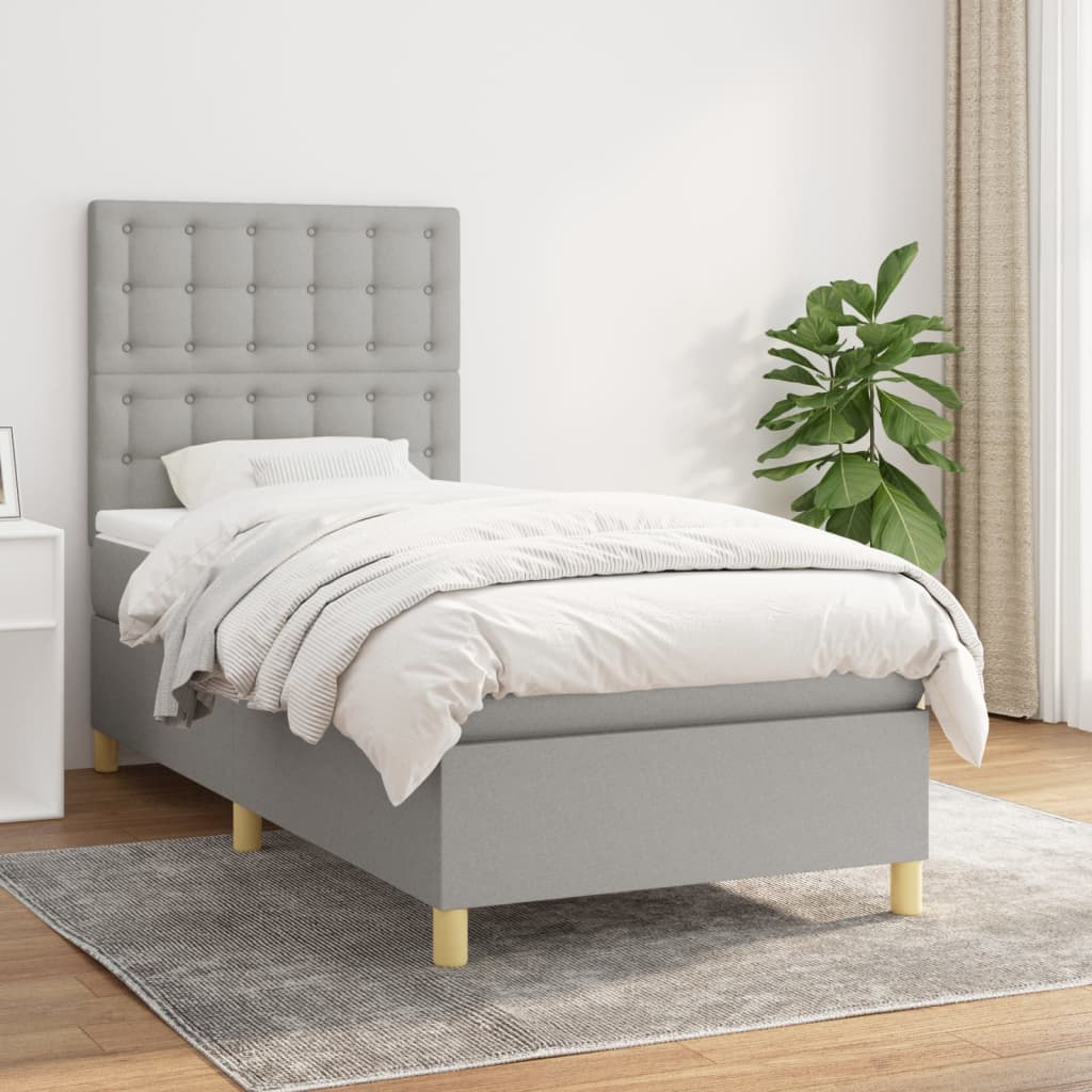 Sommier à lattes de lit avec matelas Gris clair 80x200 cm Tissu