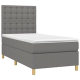 Sommier à lattes de lit avec matelas Gris foncé 80x200 cm Tissu