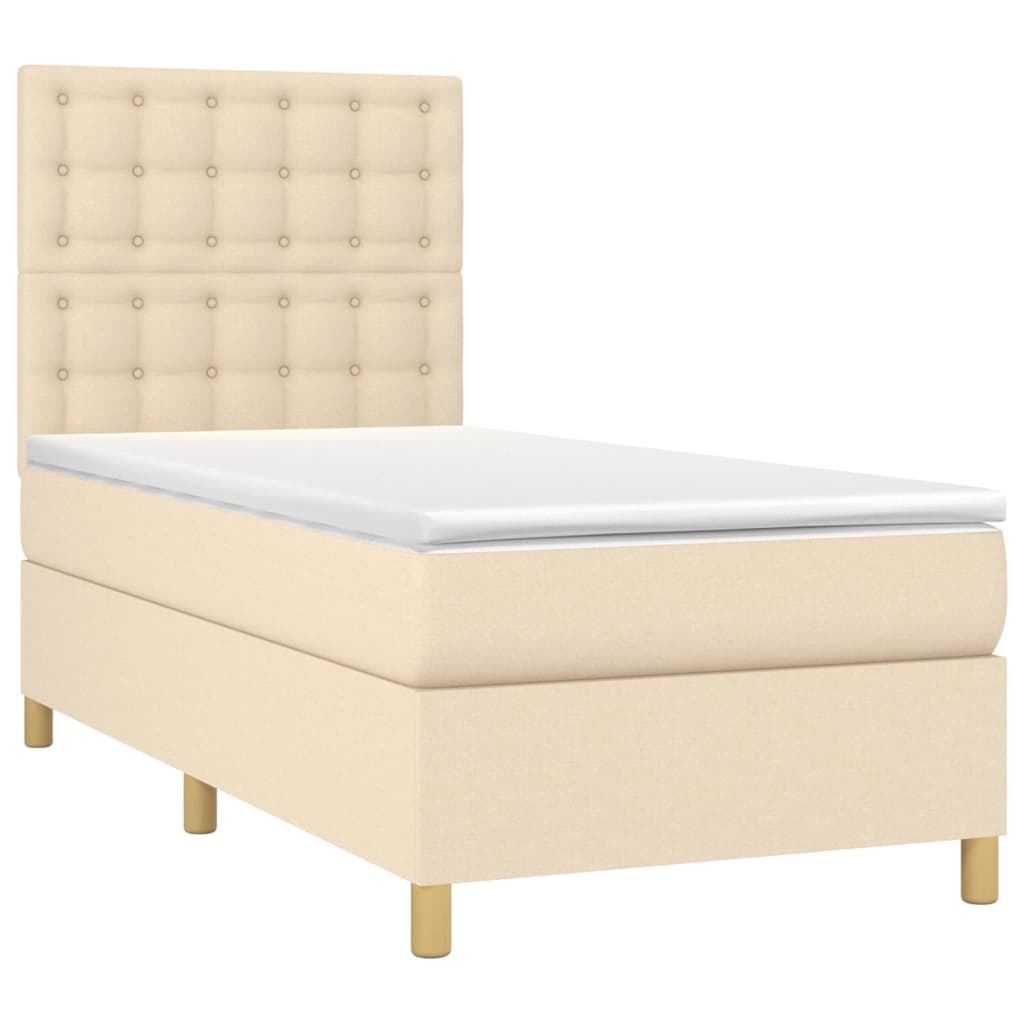 Sommier à lattes de lit avec matelas Crème 80x200 cm Tissu