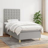 Sommier à lattes de lit avec matelas Gris clair 90x200 cm Tissu