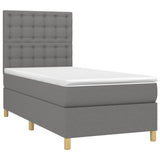 Sommier à lattes de lit avec matelas Gris foncé 90x200 cm Tissu