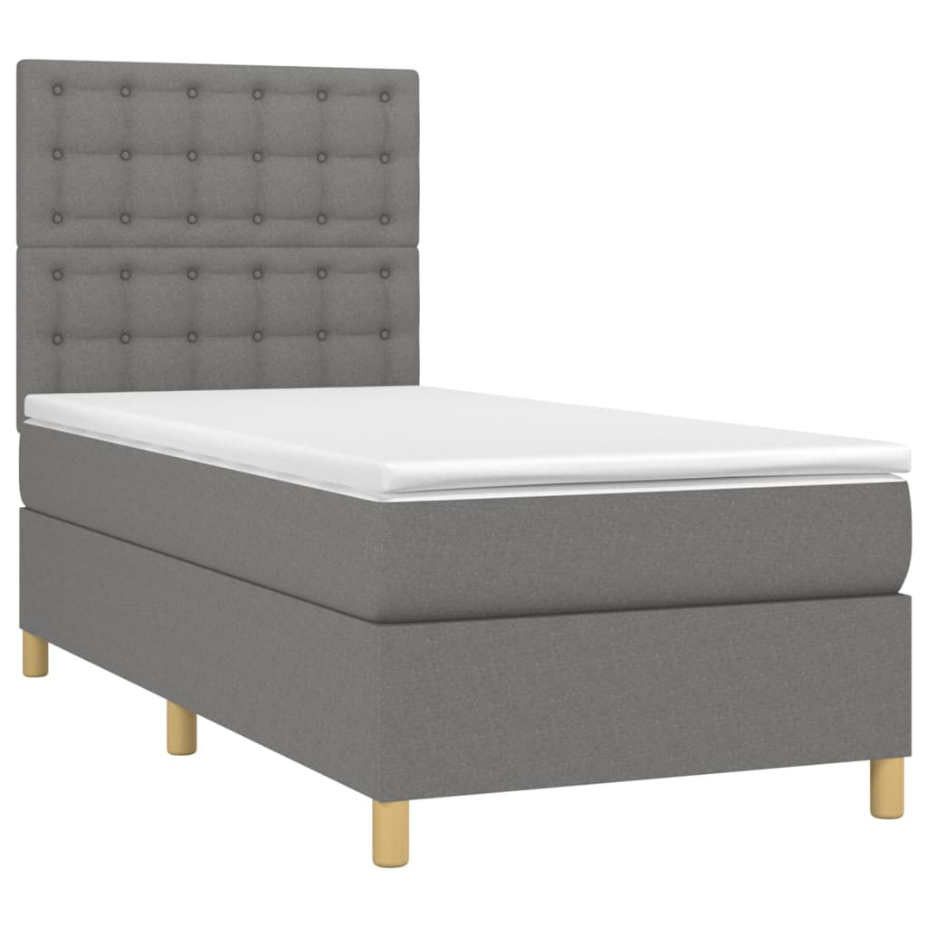 Sommier à lattes de lit avec matelas Gris foncé 100x200cm Tissu