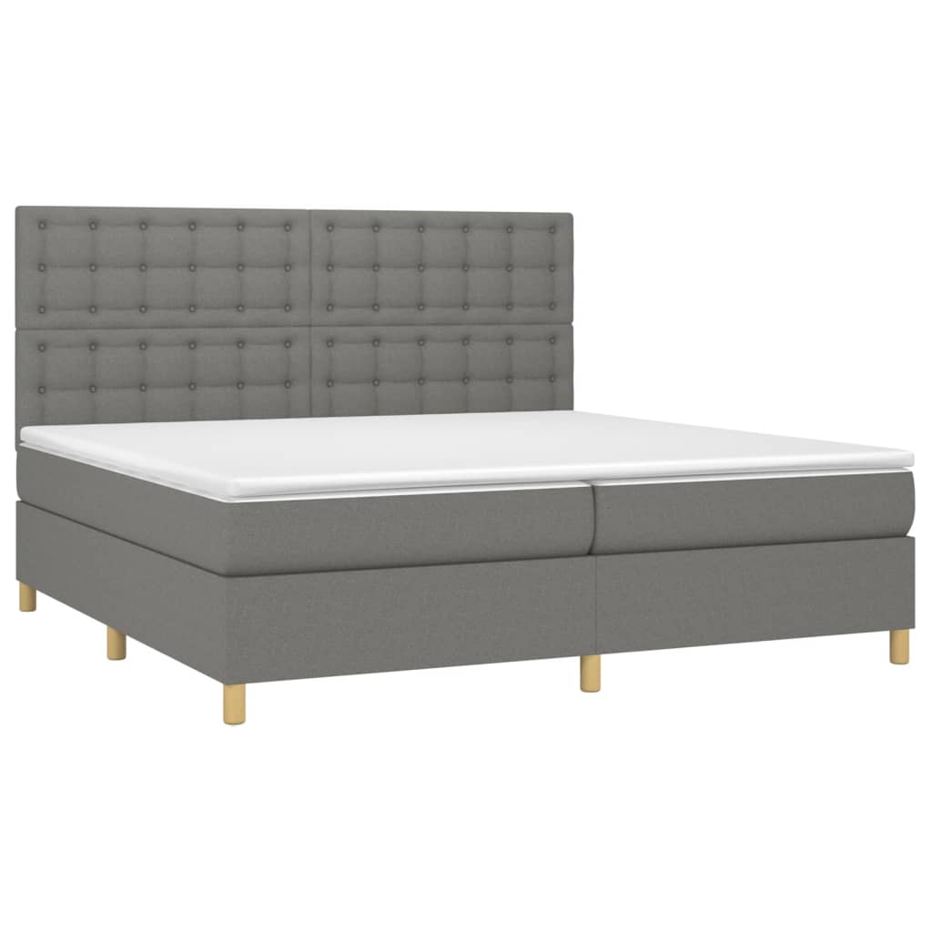 Sommier à lattes de lit avec matelas Gris foncé 200x200cm Tissu