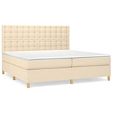 Sommier à lattes de lit avec matelas Crème 200x200 cm Tissu