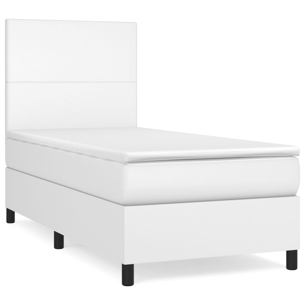 Sommier à lattes de lit avec matelas Blanc 90x200 cm Similicuir